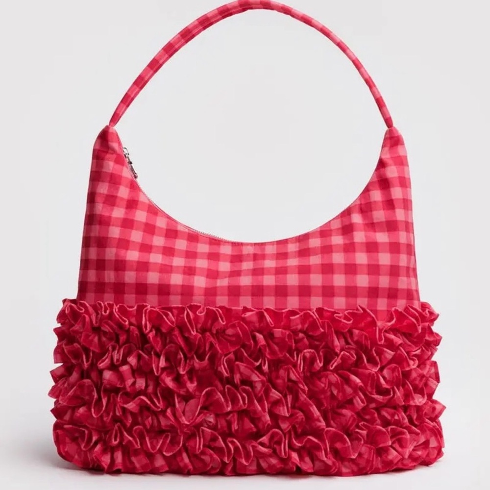 BNWT BAGGU x Molly Goddard Ruffle Shoulder Bag in Ruby Gingham